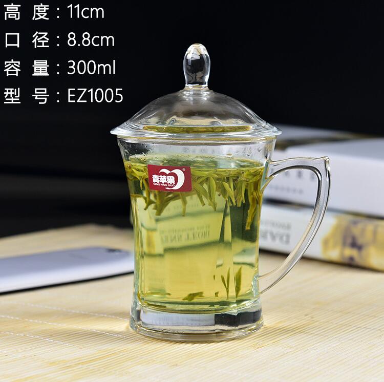 Màu xanh lá cây apple hộ gia đình với bìa glass office cup khách sạn chịu nhiệt glass cup công suất lớn với tea cup