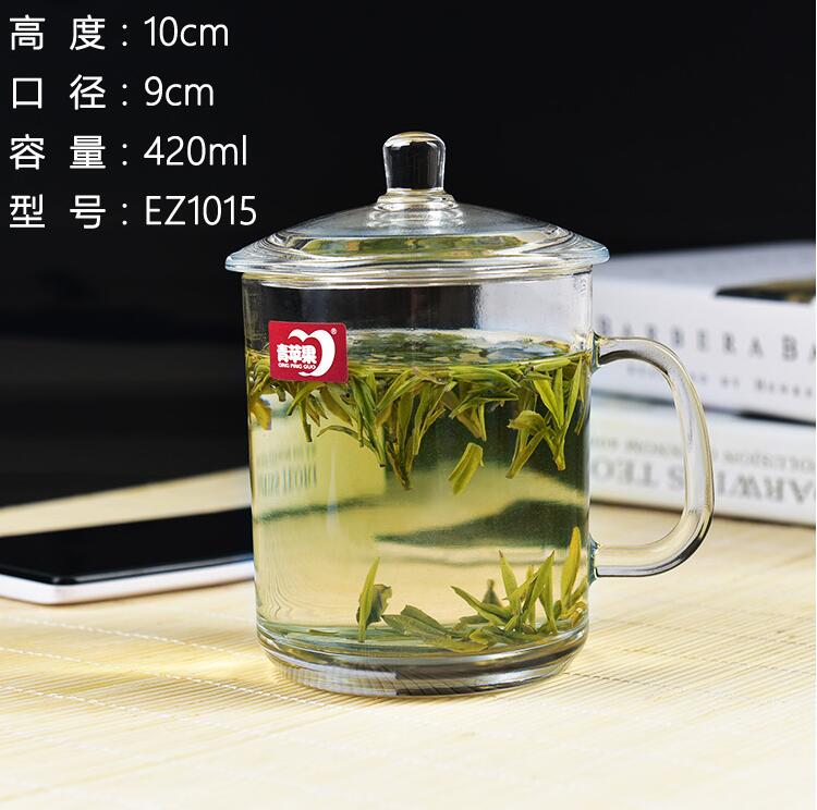 Màu xanh lá cây apple hộ gia đình với bìa glass office cup khách sạn chịu nhiệt glass cup công suất lớn với tea cup