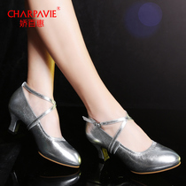 Cuddling 100 Hui Genuine Leather Latin Dance Shoes Female adults Dancing With Soft Bottom and Friendship Morden Square Dance Shoe Female Spring