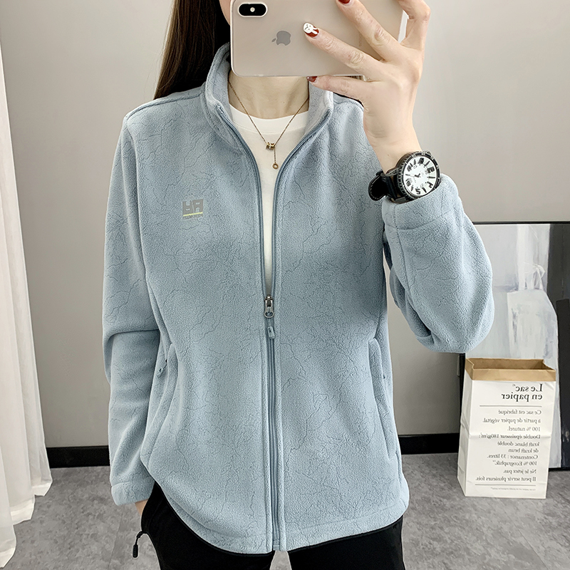 High-Density Fine Fleece Jacket for Women, Stand-Up Collar Cardigan, Autumn and Winter Warm Fleece Jacket, Outdoor Softshell Jacket Liner