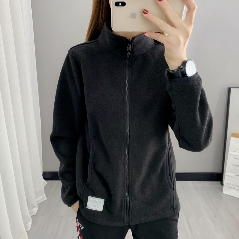 Shake Grain Suede Grip Suede Coat Woman 2021 Autumn Winter Warm Thickened Blouse Cardiovert Bifacial Garnter Sportswear Clothing