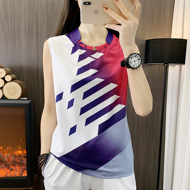 Sleeveless Quick-Drying Shirt Short-Sleeved Men's and Women's Running Sports T-Shirt Badminton Table Tennis Tennis Clothing Group Purchase with Printing
