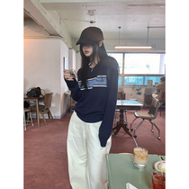 Small fairy Ni subhead sweater womens spring 2024 new exploits blouses loose Korean teas-lazy retro-knitted sweatshirt