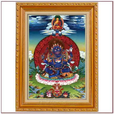 Tim Fuhui made the four-arm brave protection law portrait four-arm big black sky picture Mahagala Buddha painting 7