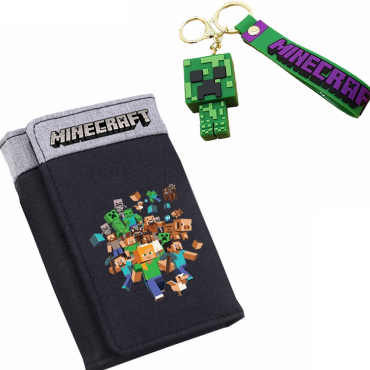 Minecraft Short Wallet for Elementary and Middle School Students, Anime Merchandise, Children's Boys' Canvas 70% off Card Holder Coin Purse