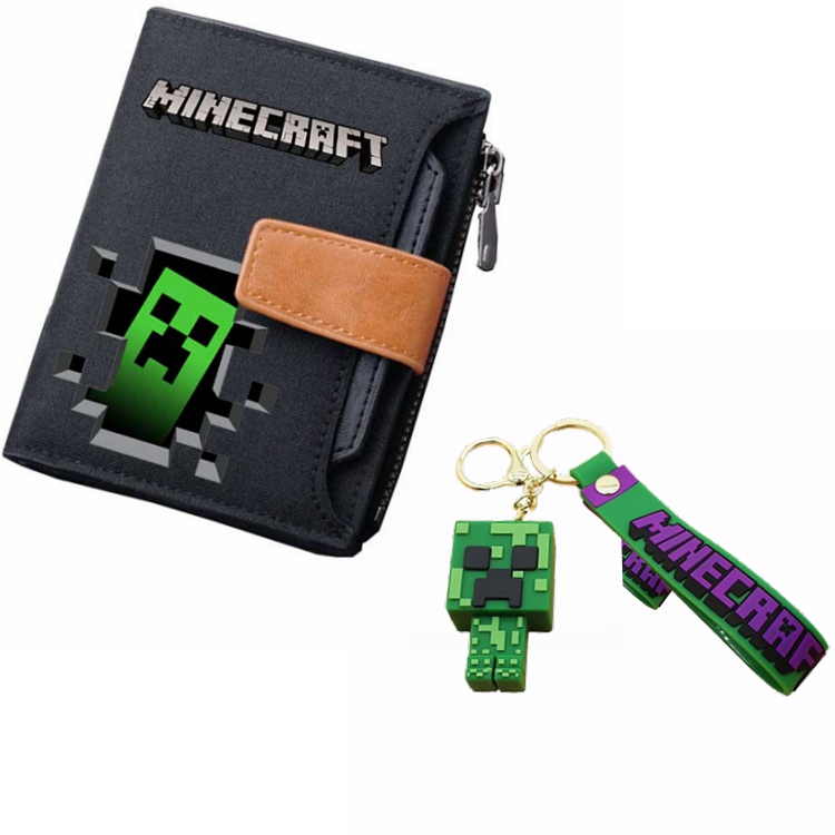 Minecraft Short Wallet for Teenagers and Students, Multi-Card Slot Wallet, Card Holder, Children's Coin Purse