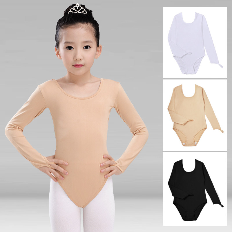 Children's dance clothing long-sleeved skating warm clothing Base clothing skin flesh-colored exercise one-piece clothing invisible underwear Beijing hair
