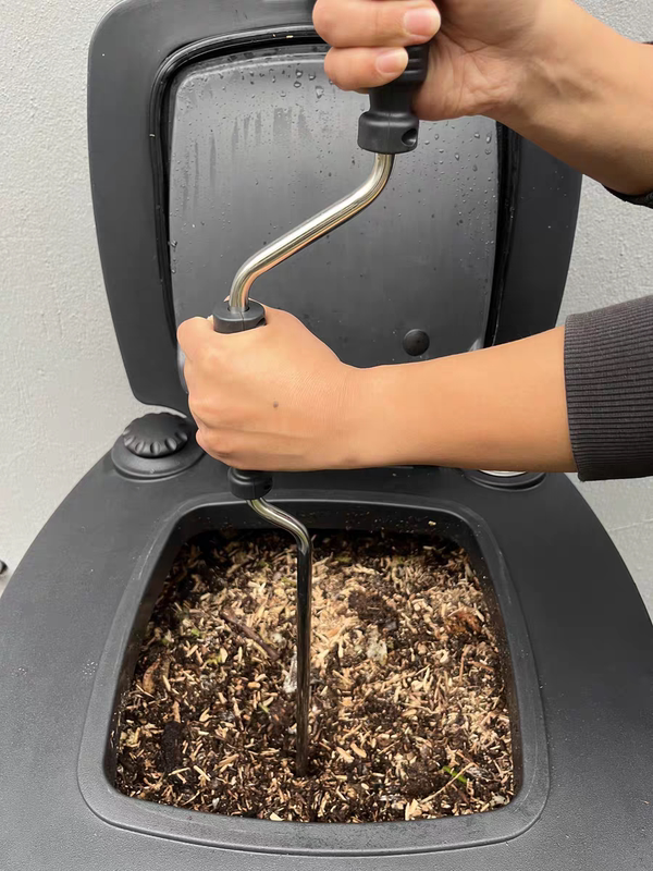 Bio-Land Compost Bin Special Stainless Steel 304 Rotating Crank Mixer Kitchen Waste Compost Loosening and Turning Tool Bio-Land Compost Bin Special Stainless Steel 304 Rotating Crank Mixer Kitchen Waste Compost Loosening and Turning Tool