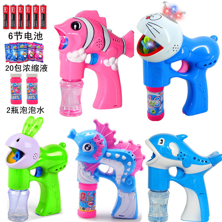 Large music automatic dolphin bubble gun Children electric water leak bubble blowing machine children water gun toys