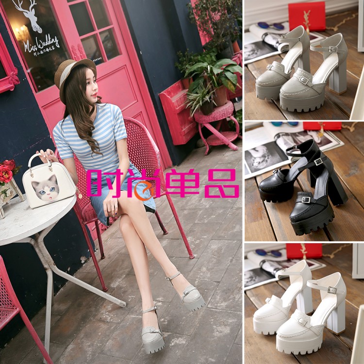 Mùa hè Baotou siêu cao với một từ khóa sandal cỡ lớn 41 dày đáy retro dày với đế chống nước Giày Roman 43 dép quai hậu nữ đẹp