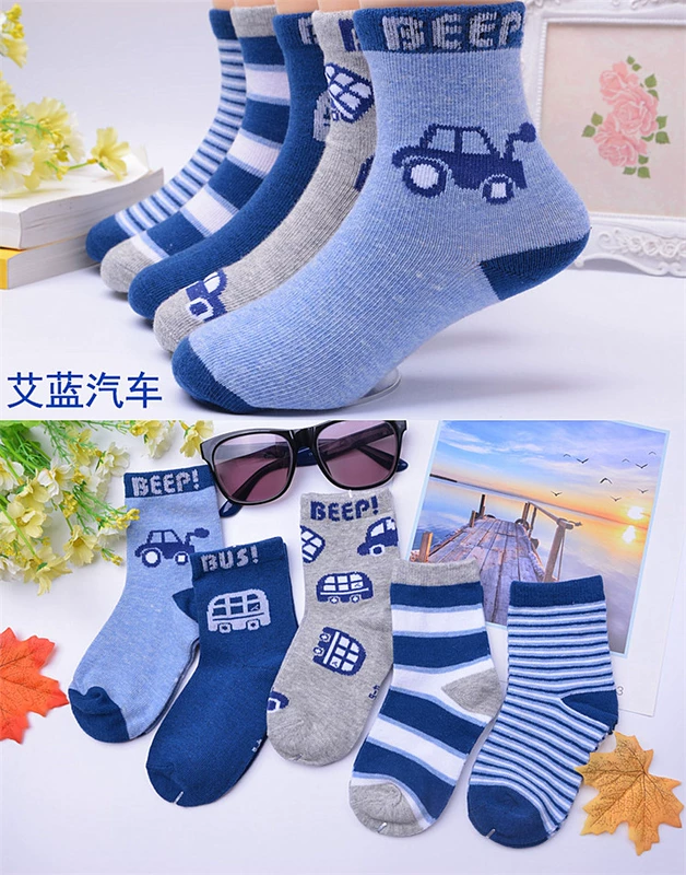 Mùa thu và mùa đông dày bé trai vớ bé trai vớ cotton ở trẻ lớn tiểu học 10-12 tuổi nhíp 5-7-9 bông