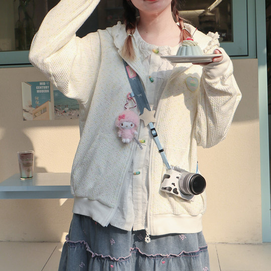 月亮公园丨原创牛仔蝴蝶结星星单反拍立得相机背带肩带斜跨挂绳