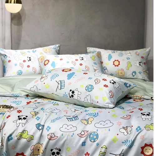 Шелковый летний комплект, шелковистый пододеяльник, детская простыня, покрывало для школьников, 4 предмета