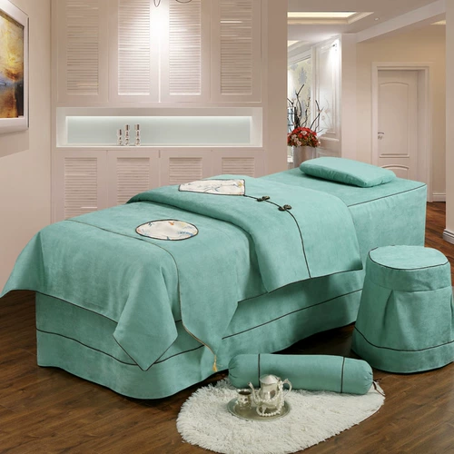 Косметический массажер, комплект, косметическое покрывало, для салонов красоты, увеличенная толщина, 4 предмета, простой и элегантный дизайн, из хлопка и льна