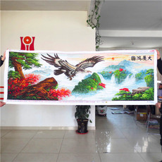 Готовая вышивка крестом 纯手工十字绣成品绣好的大展鸿图迎客松老鹰新款客厅风景装饰画 Lydia