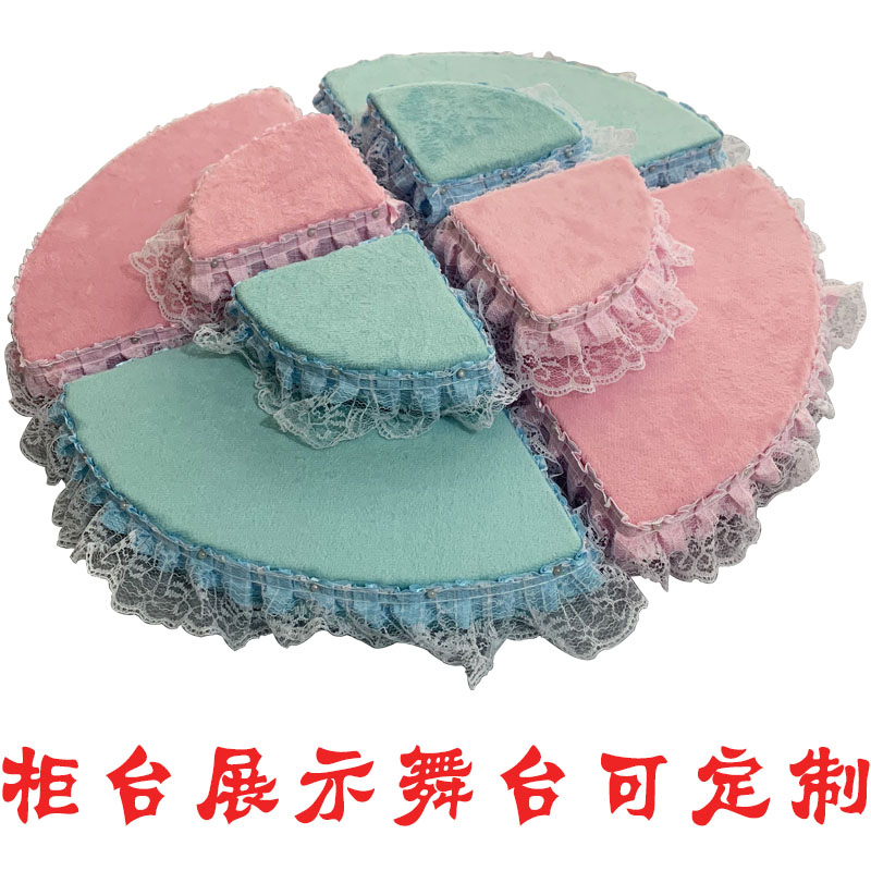 Set Made Corner Terrace Small Stairs Jewellery Exhibition Shelf Plaid Furnishing small triangular Jewelry Display Table
