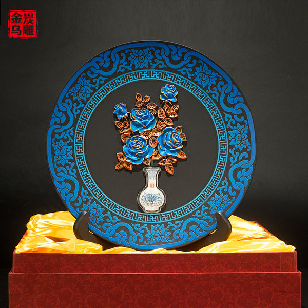 金乌炭雕 富贵平安 纯银镶嵌 活性炭雕工艺摆件 天猫优惠券折后￥188包邮（￥338-150）