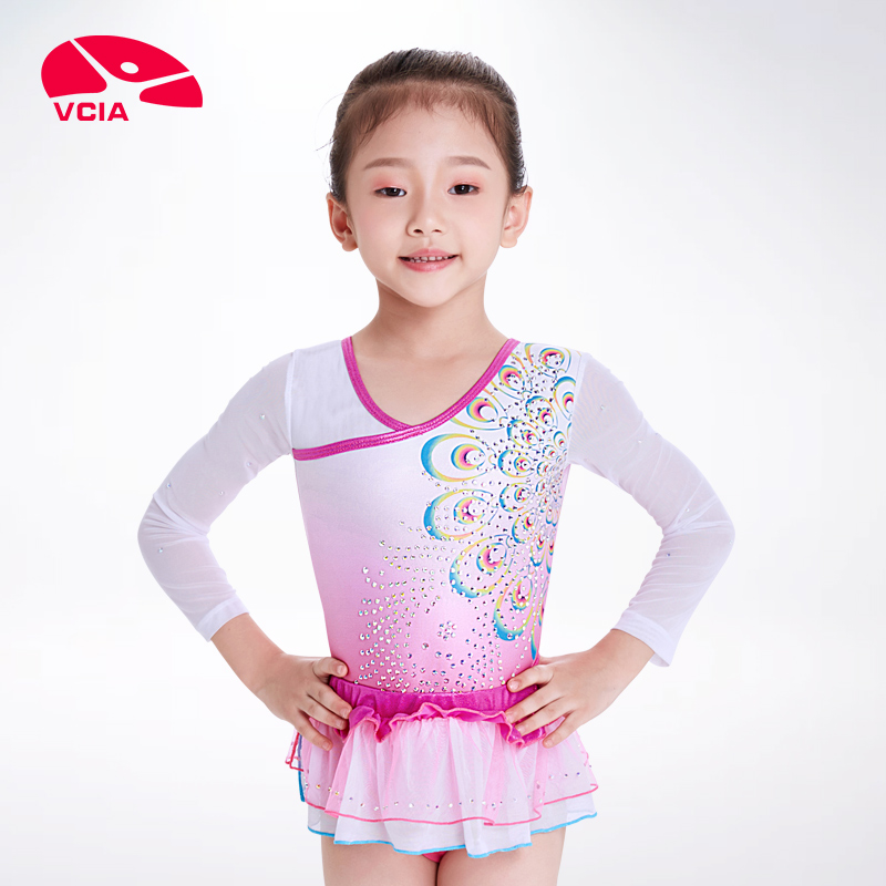 Li Weika VCVIA Happy Gymnastics clothes dance practice Costume Performance Outfit with sleeves Gymnastics Suit 18KL001G