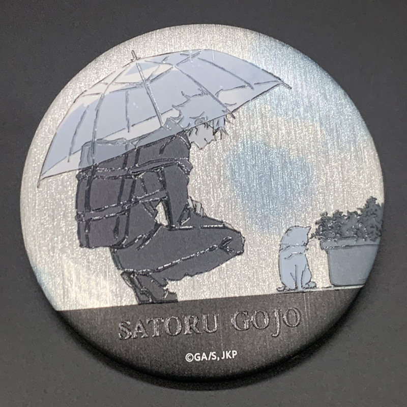 Jujutsu Kaisen Gojo Satoru and Cat Relief Badge, Gojo Satoru's Signature Scene Anime Merchandise, Gojo Satoru Laser Badge