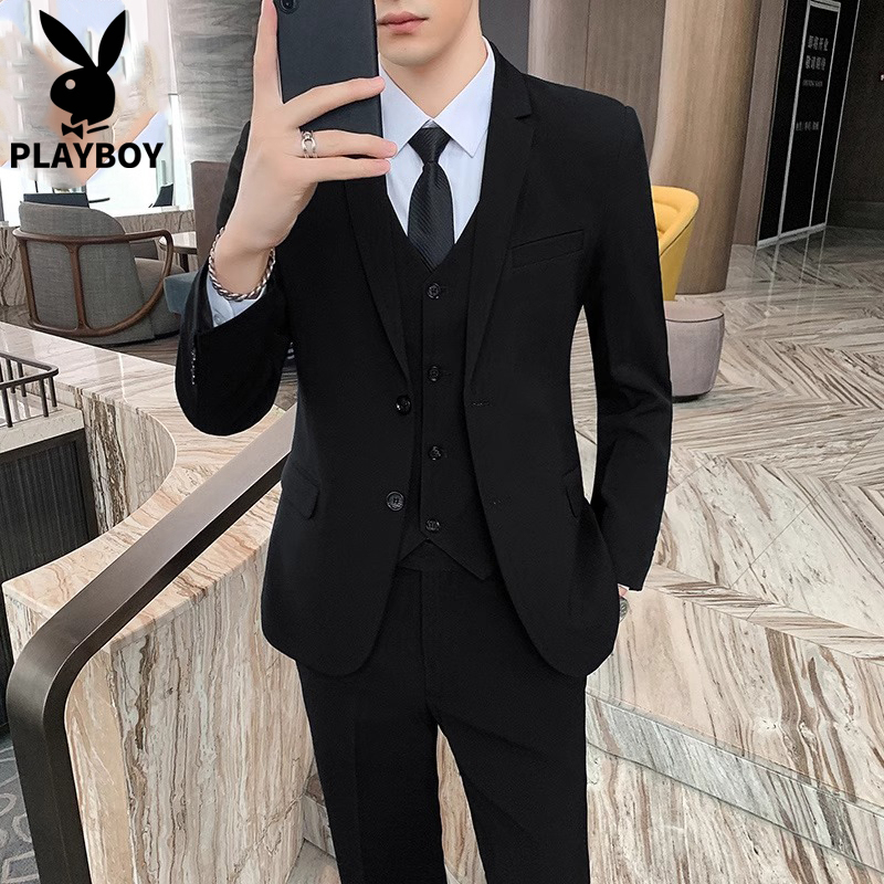 Playboy Casual Suit Set for Men, Business Formal Jacket, New Wedding Attire, Professional Blazer for Men Playboy Casual Suit Set for Men, Business Formal Jacket, New Wedding Attire, Professional Blazer for Men