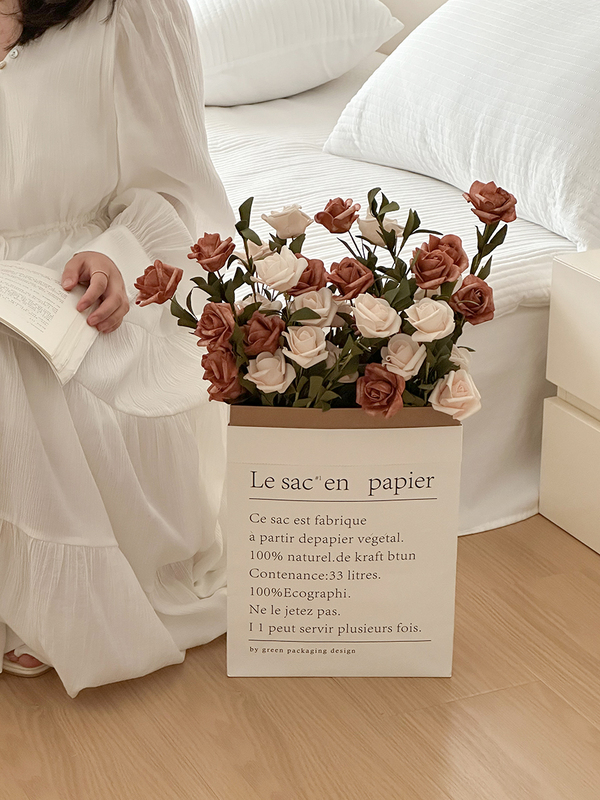 ins Artificial Flowers, Roses, French-Style Dried Flowers, Fake Flowers, Decorative Ornaments, Retro Paper Bag, Hand-Held Flowers, Photo Props