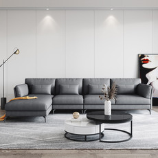 Диван 港式风格布艺沙发意式极简科技布转角贵妃小户型l型7字形乳胶沙发