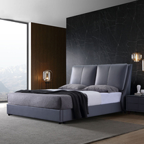 2022 new light luxury minimalist leather bed modern minimalist master bedroom ins net red bed 1 8 meters soft support package wedding bed