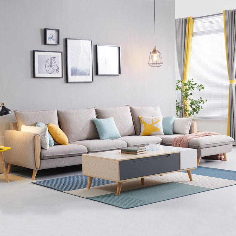 Small frescoed minimalist modern living room Buyi sofa Living room 2022 New Nordic style Small family style sofa