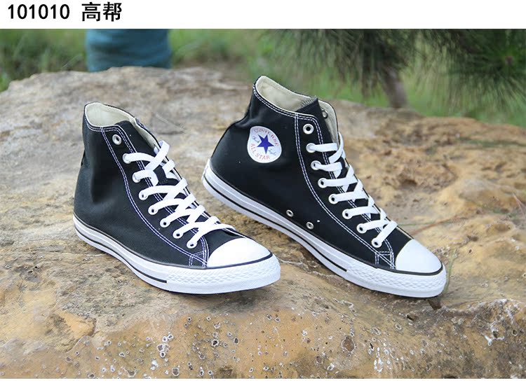 Giày cao cổ màu đen và trắng Converse Giày nam Giày nữ All Star classic đôi giày thường xanh 101010 giày vải nữ