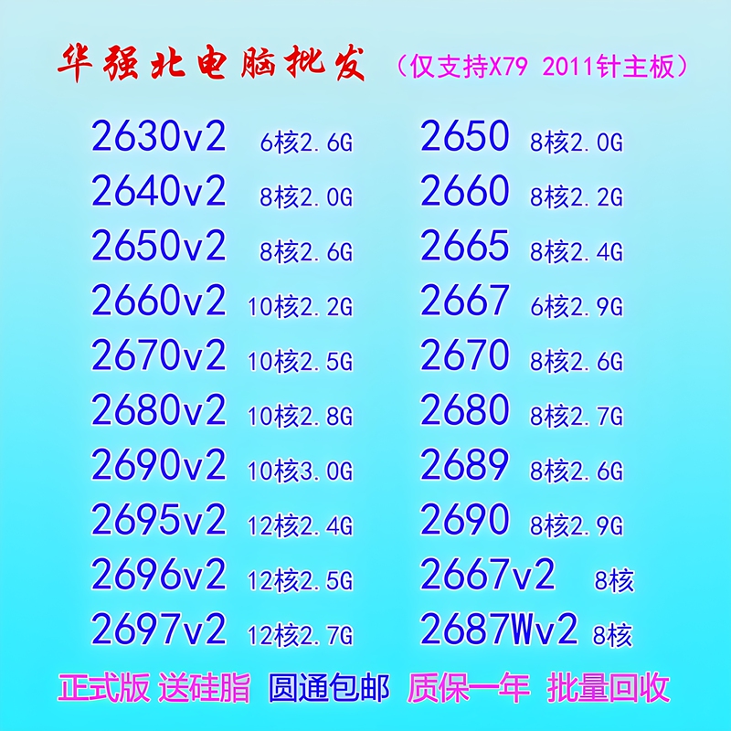 E5-2630 2650 2660 2680 2689 2690 2695 2696 2697 2667 2687Wv2 E5-2630 2650 2660 2680 2689 2690 2695 2696 2697 2667 2687Wv2