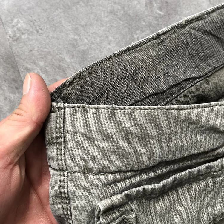Mỹ nam retro làm việc nhiều túi quần cotton nặng nước rửa nhiều túi nam thẳng quần giản dị retro thủy triều quần đùi nam
