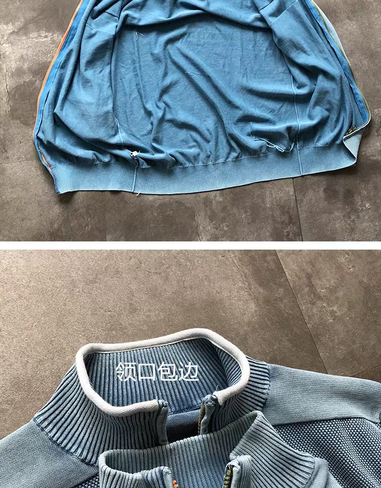 Áo len dệt kim nam mùa thu Áo len đứng cổ áo len Cotton nặng Wash Áo len nam chạm đáy đơn giản vest nam