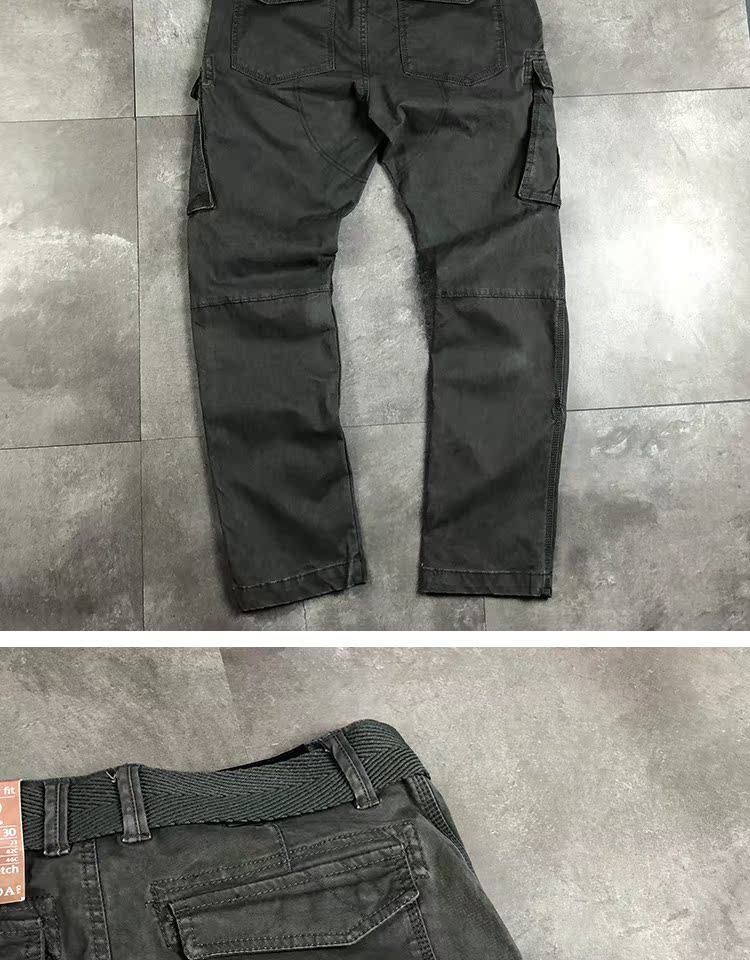 Mỹ nặng công cụ giặt quần thường mùa thu và mùa đông dày retro nhiều túi dụng cụ thẳng quần giản dị quần jogger nam