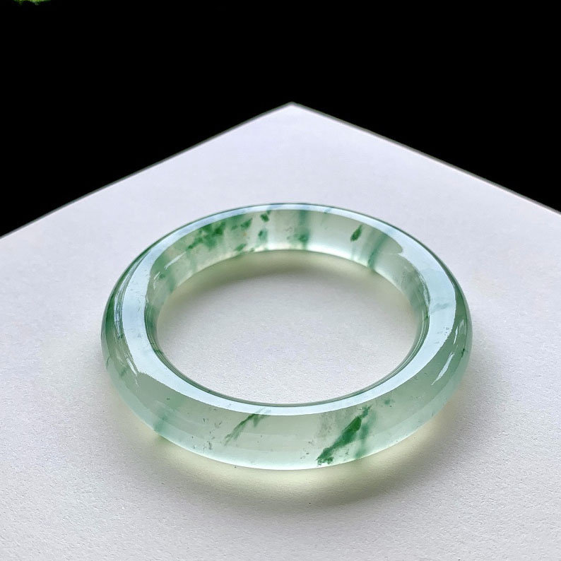 Natural A Cargo Myanmar Ice Seed Fine Round Bar Emerald Bracelet Floating Blue Green Flowers Your Princess Jade Bracelet Child's Certificate