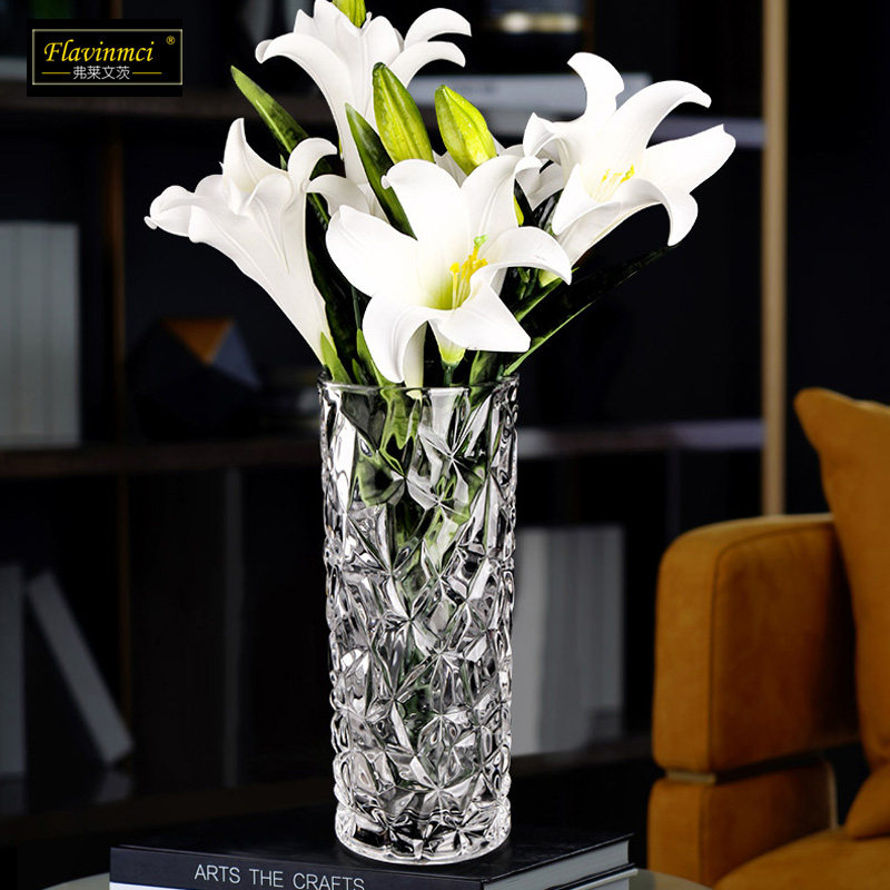 Vase glass transparent thickened living-room table flower arrangement swaying pieces hydropony-rich and expensive bamboo lilies floor big floes