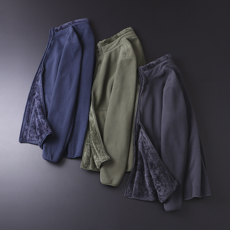 Two sides to wear for export foreign trade men's clothing cut tail stock plus suede warm outdoor grip velvet rocking grain suede jacket jacket