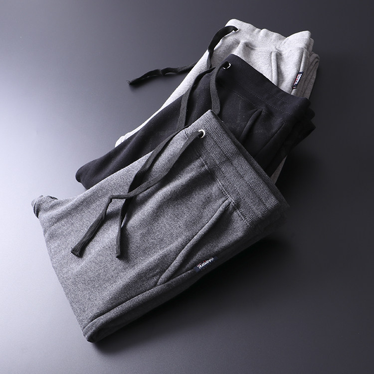 Export foreign trade men's wear factory cut standard tail single tail goods autumn and winter wear fashion sports casual thick cotton pants small foot long pants