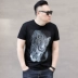 Mùa hè lớn không lo lắng về da báo mới chất béo nam lớn cộng với phân bón XL vòng cổ nam ngắn tay áo thun - Áo phông ngắn áo thun thể thao nam Áo phông ngắn