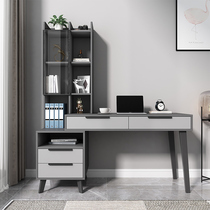 Solid wood desk bookshelf combination simple modern computer desktop table home student bookcase integrated bedroom writing desk