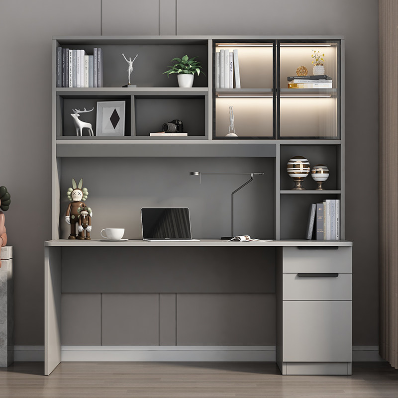 Computer study table Nordic minimalist desk bookcase bookshelf one combination table notebook with bookshelf computer table