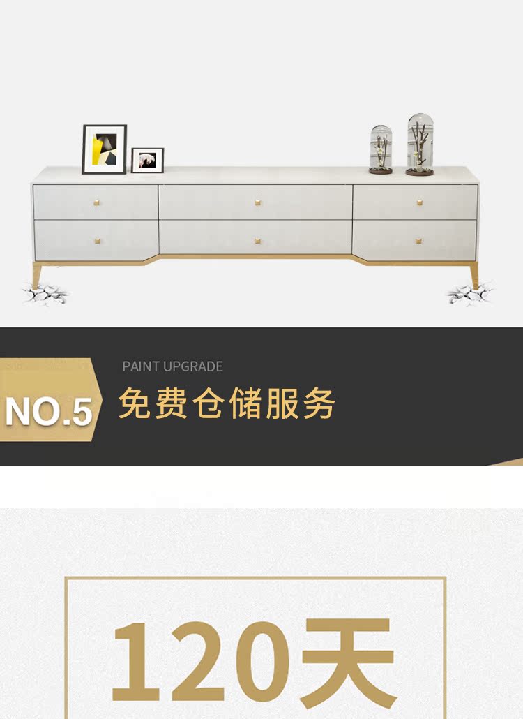 Bàn cà phê tối giản hậu hiện đại kết hợp tủ TV kết hợp căn hộ nhỏ ánh sáng sang trọng sơn trắng tủ phòng khách - Bộ đồ nội thất kệ trang trí phòng khách