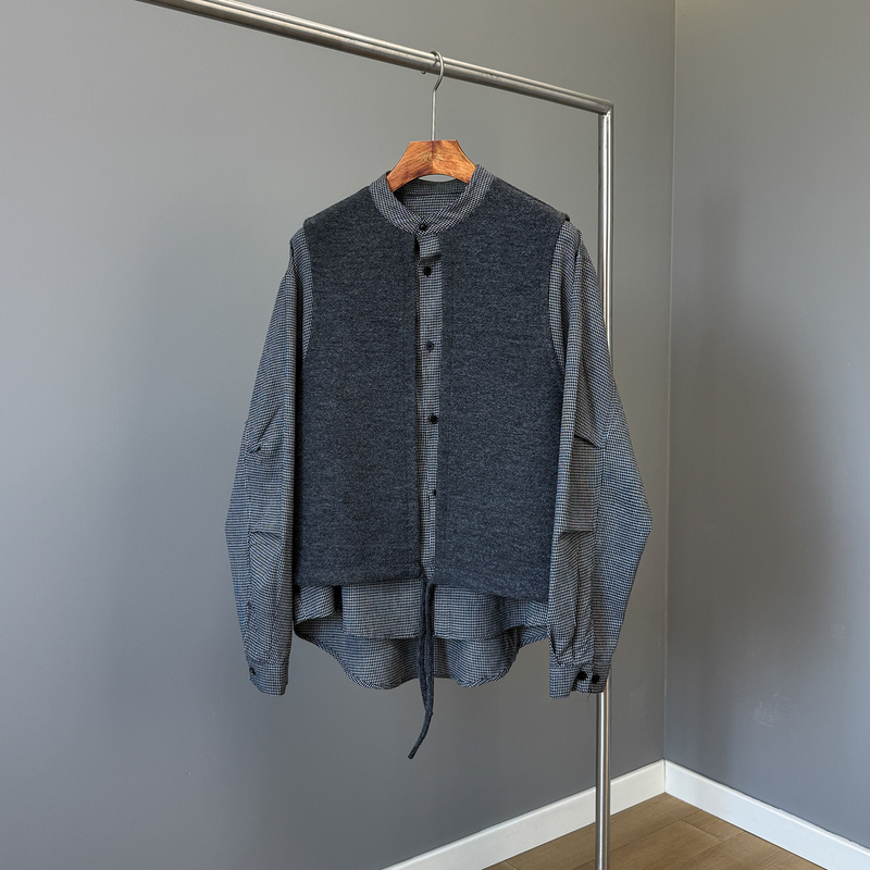 Mumu Men's Clothing Autumn and Winter New Urban Style Men's Fake Two-Piece Long-Sleeve Casual Shirt Men's Knitted Patchwork Mumu Men's Clothing Autumn and Winter New Urban Style Men's Fake Two-Piece Long-Sleeve Casual Shirt Men's Knitted Patchwork