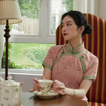 Such as the Armchair Summer Palaeofa double flap qipao retro Republic of the country with less female young and fresh peach pink snow-spinning qipao