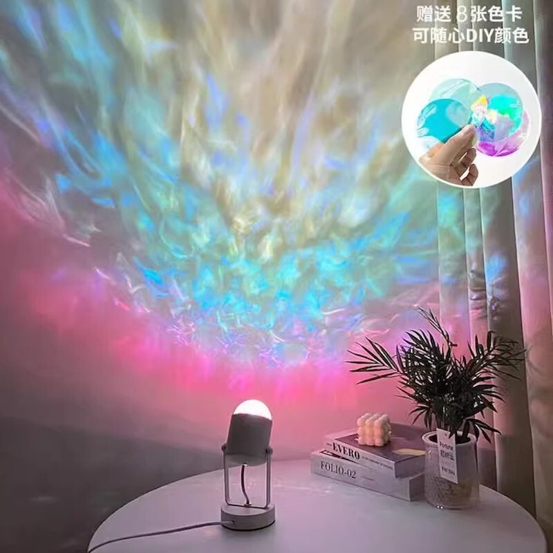 16-Color Water Ripple Atmosphere Lamp Bedroom Mood Light Streamer Background Beauty Salon High-End Romantic Night Light