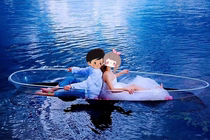Water Transparency Boat Net Red Crystal Ship Glass Boat Wedding Wedding Shooting Pool PC Rowing Boat Park Scenic Area Excursion i 