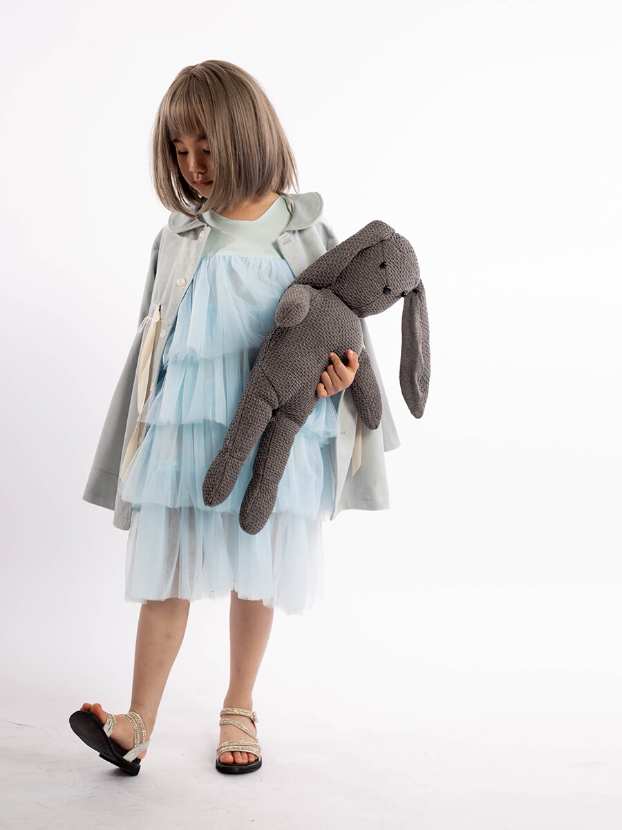 LAVENSEY2022 Spring New Girls and Children Plaid Trench Coat Dress Skirt Western Style British Middle School Children's Long Sleeves