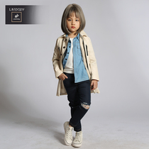 Le Wenxi spring and autumn windbreaker fashion British men and women childrens clothing mid-length zipper polyester cotton jacket girl zipper shirt