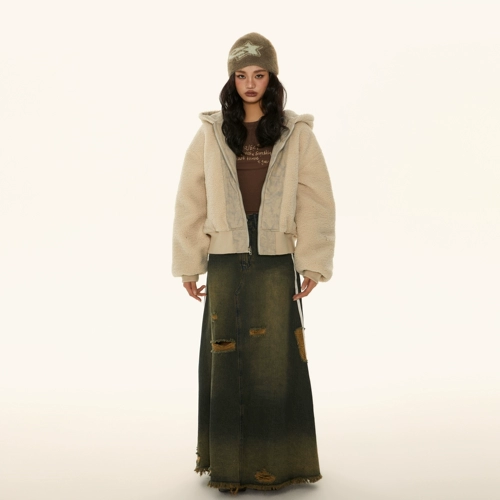 Ретро приталенная длинная джинсовая юбка, в американском стиле, средней длины