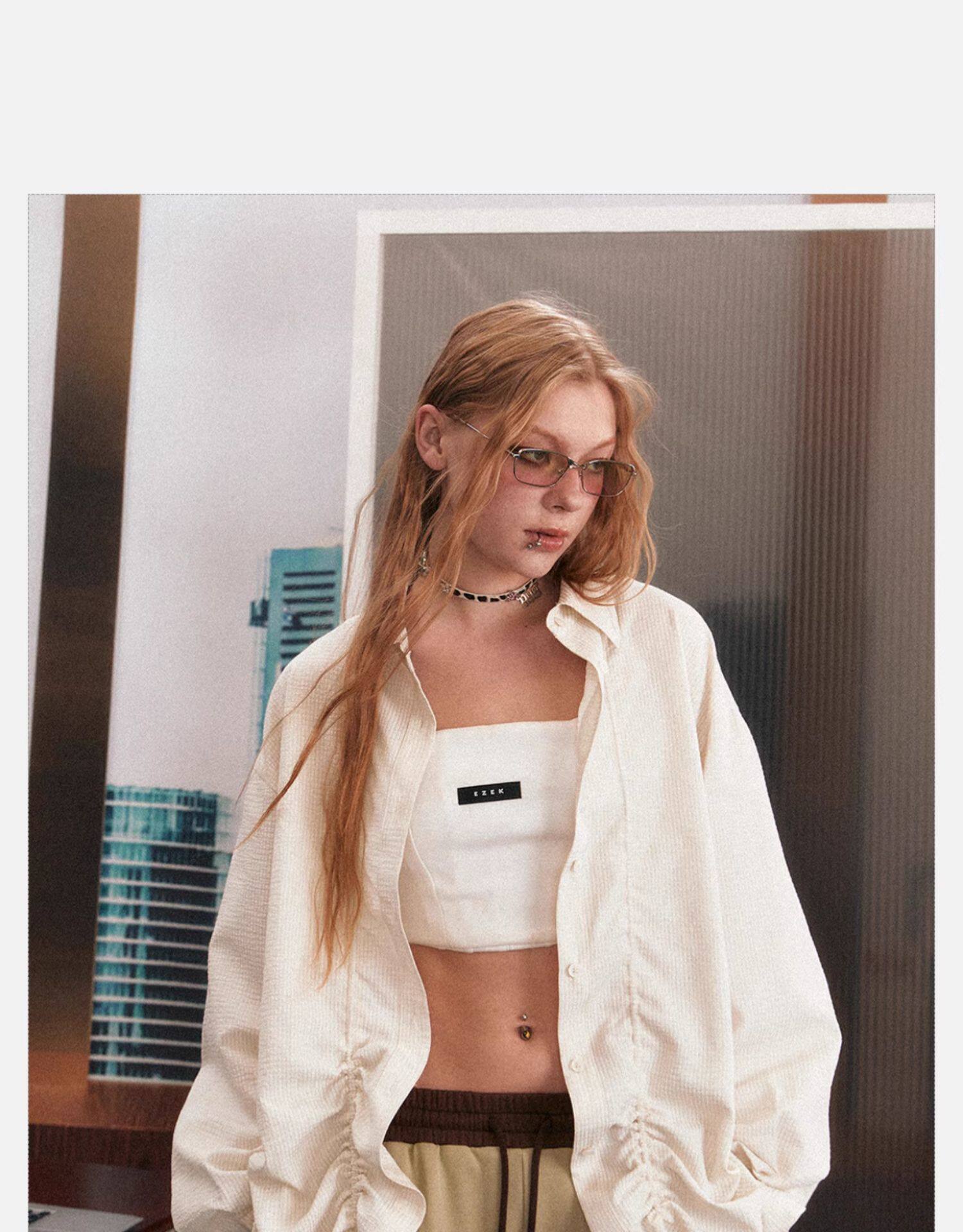 EZEK рубашка женские модели 2025 новый взрыв моделей Ранняя весна уникальный супер хороший смотреть куртка темперамент полоса накладки пальто женщина 