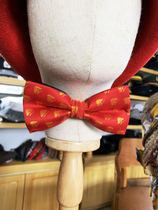 Spot red double bow tie big red jacquard tie green hotel service staff collar flower weaving tie